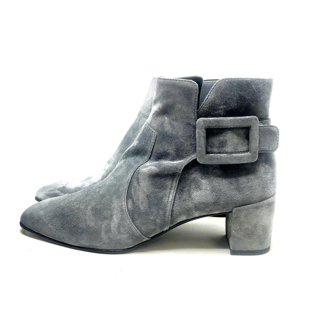 $1050 NIB Roger Vivier Paris Polly Dark Gray Bootie T.45 B sz 41.5 11.5B